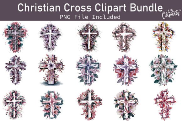 Christian Cross Clipart Bundle for Crafts
