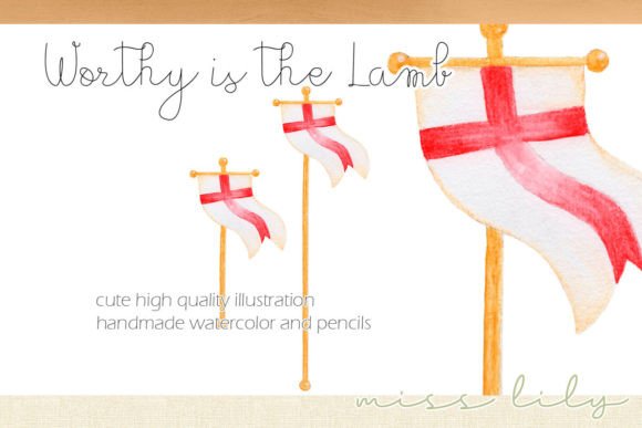 Christian Easter Red Cross Flag Illustrations