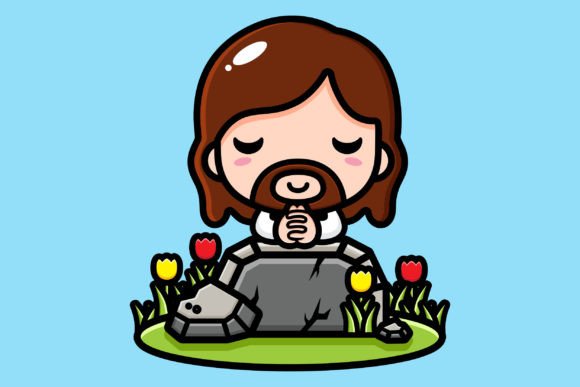 Cute Jesus Christ is Praying Illustrations