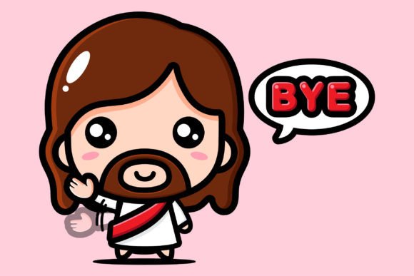 Cute Jesus Waving Bye Bye Illustrations