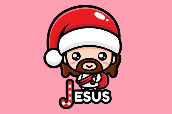 Cute Jesus Wearing Santa Hat