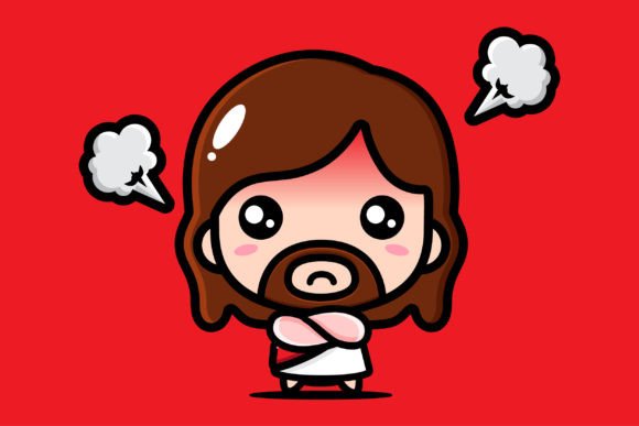 Cute Jesus with Angry Expression Illustrations