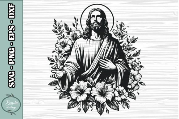 Floral Jesus SVG Clipart 12 & Crafts