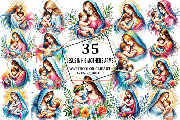 Jesus in His Mother's Arms Clipart PNG