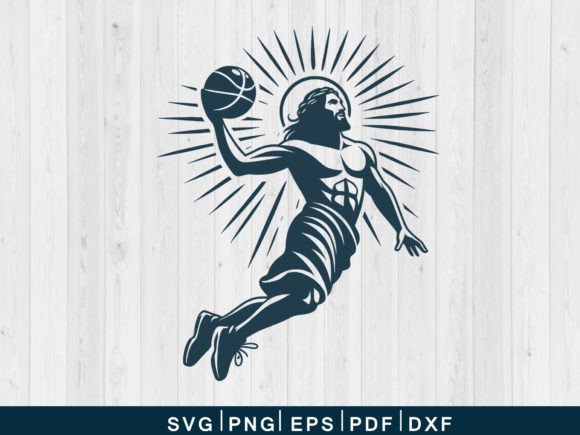 .Jesus Playing Basketball Svg Vector Fil Crafts