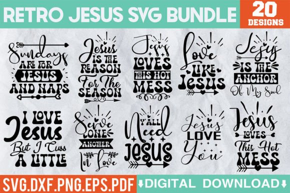 Retro Jesus SVG Bundle for Crafts