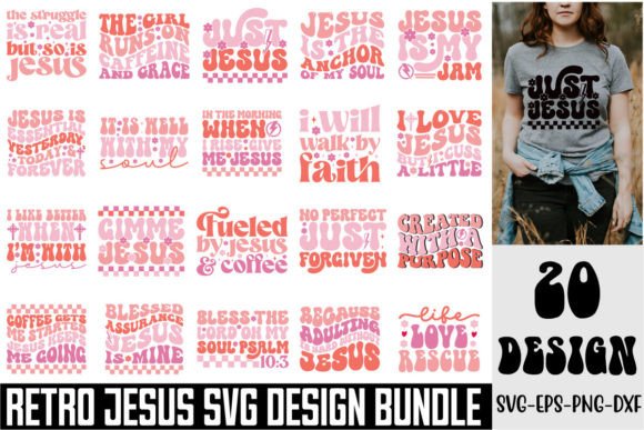 Retro Jesus Svg Design Bundle & Crafts