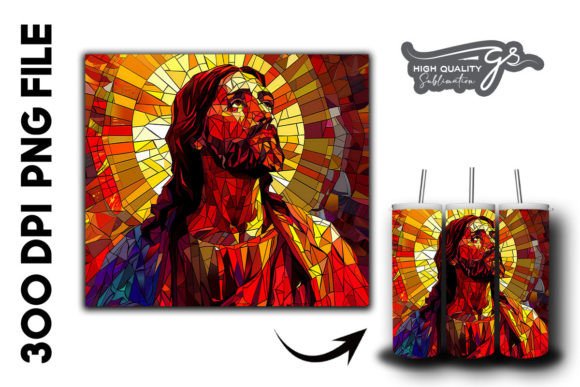 Stained Glass Jesus Tumbler Wrap 28 Backgrounds